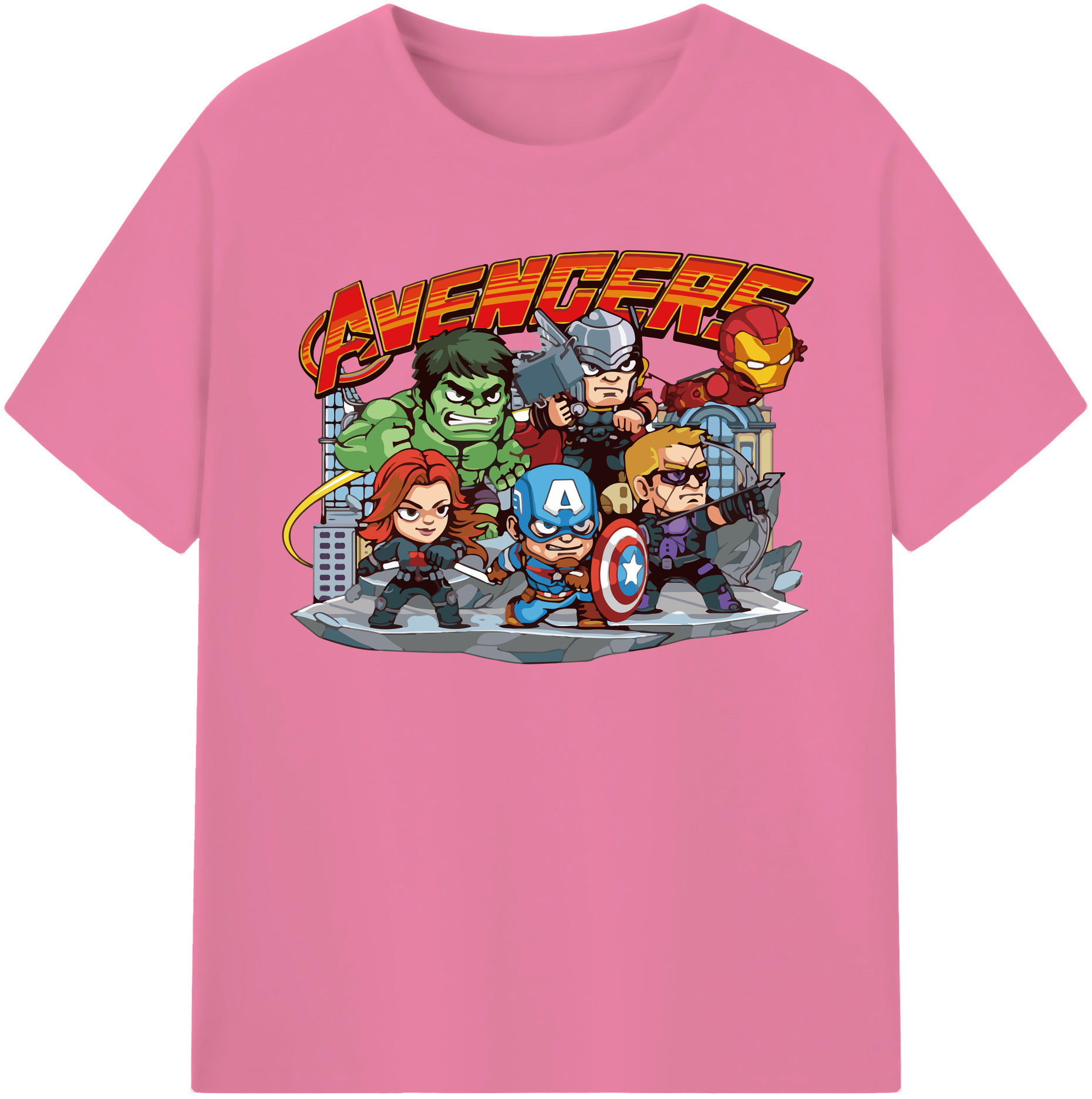 （画像用） アベンジャーズ The Avengers 綿100％半袖Tシャツ（フロントプリント）
